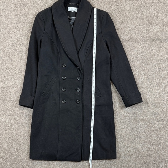 Vintage Black Wool Blend Double Breasted Long Overcoat Women’s 16 Shawl Collar - Picture 8 of 10